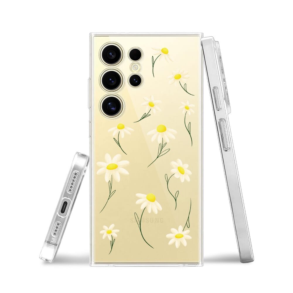 Etui do Samsung Galaxy S24 Ultra przeźroczyste, silikonowe Flexi, stokrotki - obrazek 3