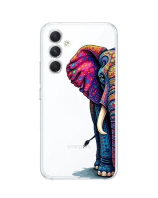 Etui do Samsung Galaxy A54 5G przeźroczyste, silikonowe Flexi, Dzika Mandala, Słoń