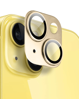 Metalowa osłona na cały aparat z wbudowanymi szkłami do iPhone 14, złota