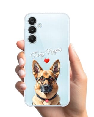 Etui do Samsung Galaxy M35 5G przeźroczyste, silikonowe Flexi, Puppy Love, pies rasy Owczarek Niemiecki