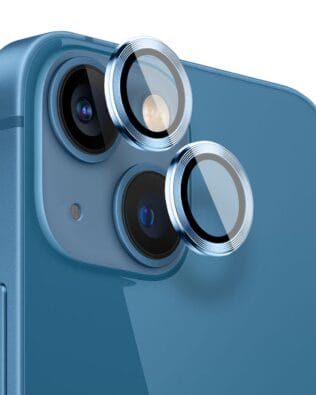 Metalowa osłona obiektywu aparatu ze szkła hartowanego 9H do iPhone 13 Mini, 1 zestaw, górski błękit