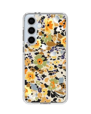 Etui do Samsung Galaxy S24 FE przeźroczyste, silikonowe Flexi, malowane kwiatki