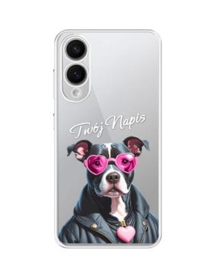 Etui do Samsung Galaxy S25 Edge przeźroczyste, silikonowe Flexi, Puppy Love, pies rasy Amstaff