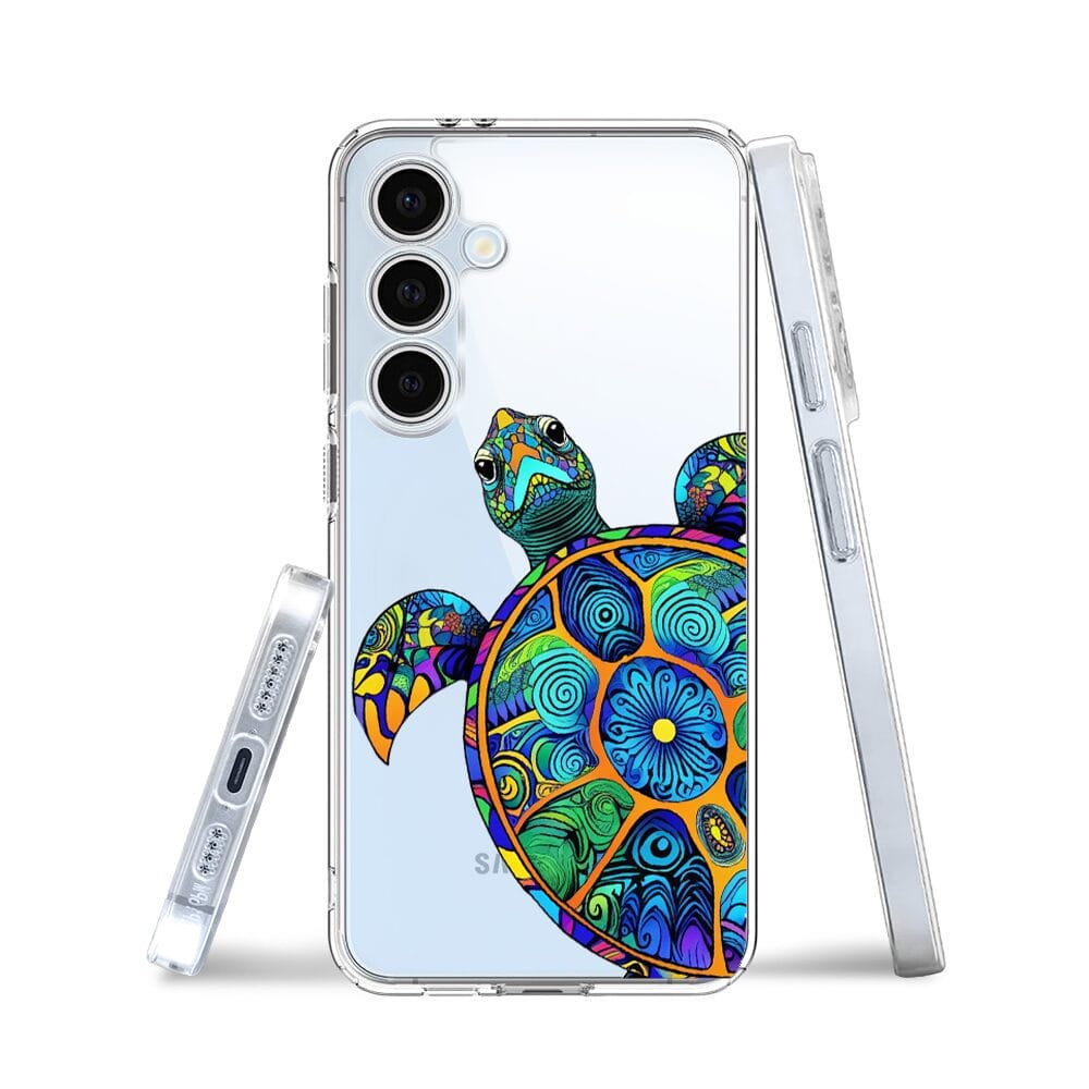 Etui do Samsung Galaxy S24 FE przeźroczyste, silikonowe Flexi, Dzika Mandala, Żółw - obrazek 3