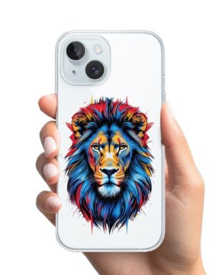 Etui do iPhone 15 Plus przeźroczyste, silikonowe Flexi, Dzika Mandala, Lew