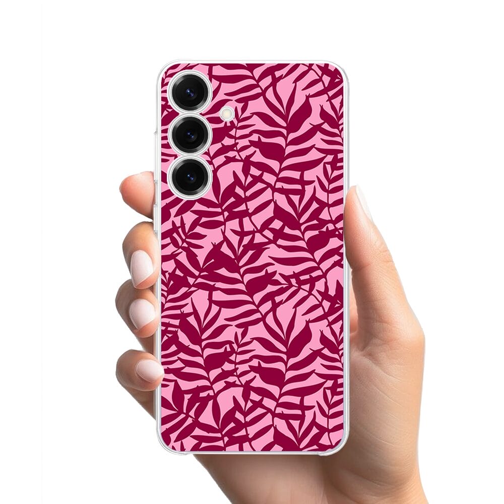 Etui do Samsung Galaxy S25 Plus przeźroczyste, silikonowe Flexi, bordowe liście - obrazek 2