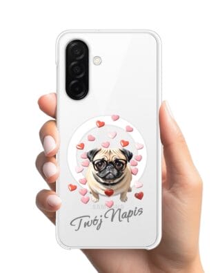 Etui do Samsung Galaxy A26 5G z MagSafe przeźroczyste, silikonowe Flexi, Puppy Love, pies rasy Mops