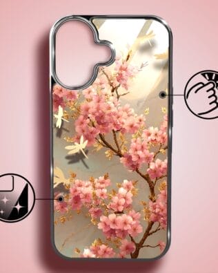 Etui do iPhone 16 Plus IBIZU Elite Glass z MagSafe Magia Azji, Taniec sakury, czarne