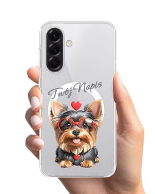 Etui do Samsung Galaxy A56 5G z MagSafe przeźroczyste, silikonowe Flexi, Puppy Love, pies rasy York