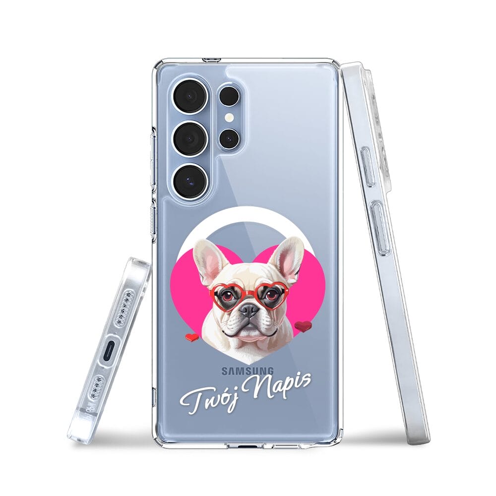Etui do Samsung Galaxy S25 Ultra z MagSafe przeźroczyste, silikonowe Flexi, Puppy Love, pies rasy Buldog Francuski - obrazek 3