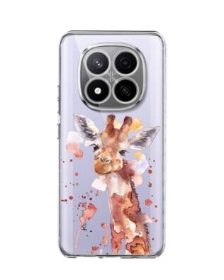 Etui do Xiaomi Redmi Note 14 Pro 4G przeźroczyste, silikonowe Flexi, Akwarelowe Zoo, Żyrafa