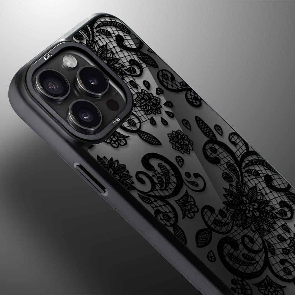 Etui do iPhone 15 Pro Max IBIZU DropGuard Matt z MagSafe, Midnight, Koronkowa czerń - obrazek 4