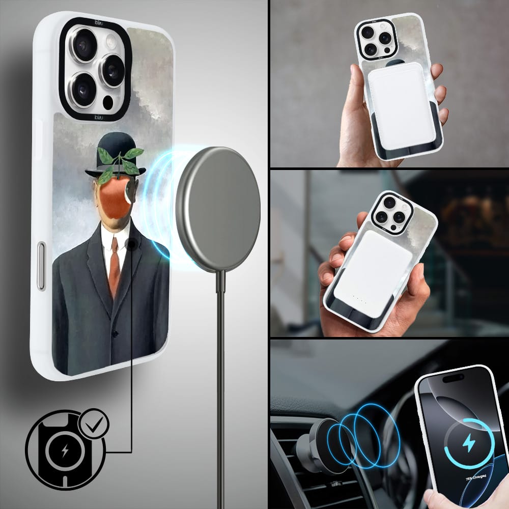 Etui do iPhone 16 Pro IBIZU DropGuard Matt z MagSafe, Rene Magritte, syn człowieczy - obrazek 8