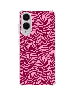 Etui do Samsung Galaxy S25 Edge z MagSafe przeźroczyste, silikonowe Flexi, bordowe liście