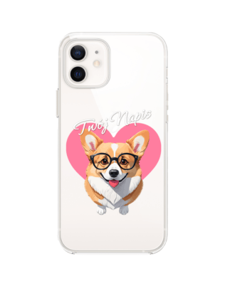Etui do iPhone 12 przeźroczyste, silikonowe Flexi, Puppy Love, pies rasy Corgi