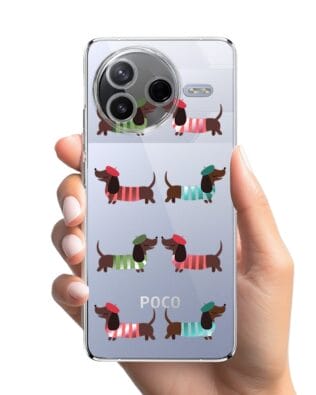 Etui do Xiaomi POCO F7 Pro przeźroczyste, silikonowe Flexi, jamnik w Paryżu