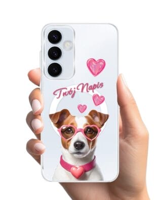 Etui do Samsung Galaxy A35 5G z MagSafe przeźroczyste, silikonowe Flexi, Puppy Love, pies rasy Jack Russell Terrier