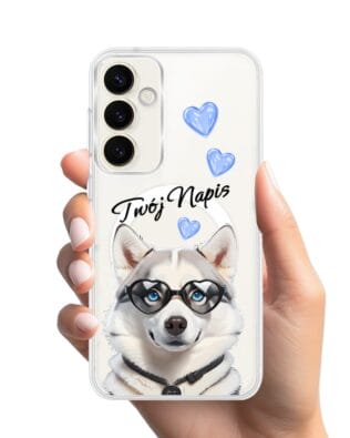 Etui do Samsung Galaxy S23 FE 5G z MagSafe przeźroczyste, silikonowe Flexi, Puppy Love, pies rasy Husky