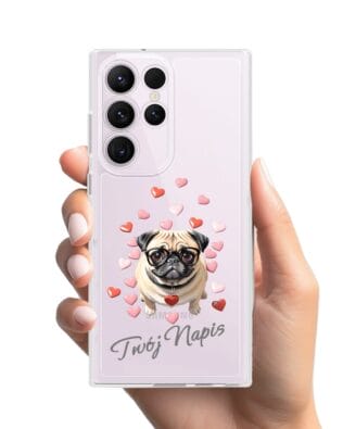 Etui do Samsung Galaxy S23 Ultra przeźroczyste, silikonowe Flexi, Puppy Love, pies rasy Mops