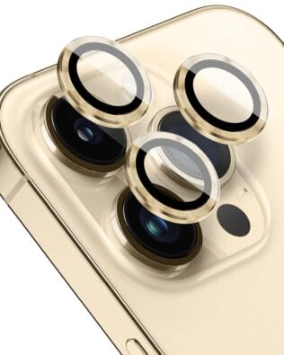 Metalowa osłona obiektywu aparatu ze szkła hartowanego 9H do iPhone 13 Pro, 1 zestaw, złota