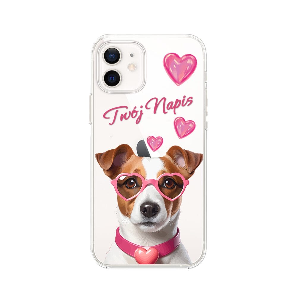 Etui do iPhone 12 przeźroczyste, silikonowe Flexi, Puppy Love, pies rasy Jack Russell Terrier
