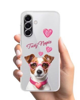 Etui do Samsung Galaxy A56 5G przeźroczyste, silikonowe Flexi, Puppy Love, pies rasy Jack Russell Terrier
