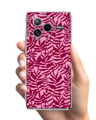 Etui do Xiaomi POCO F7 Ultra przeźroczyste, silikonowe Flexi, bordowe liście