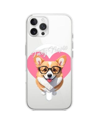 Etui do iPhone 12 Pro Max z MagSafe przeźroczyste, silikonowe Flexi, Puppy Love, pies rasy Corgi