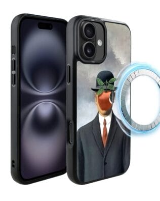 Etui do iPhone 16 IBIZU DropGuard Matt z MagSafe, Rene Magritte, syn człowieczy