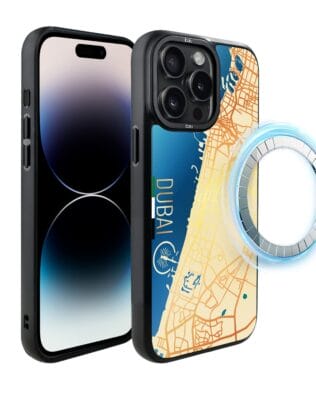 Etui do iPhone 14 Pro IBIZU DropGuard Matt z MagSafe, Mapy Świata, Dubai