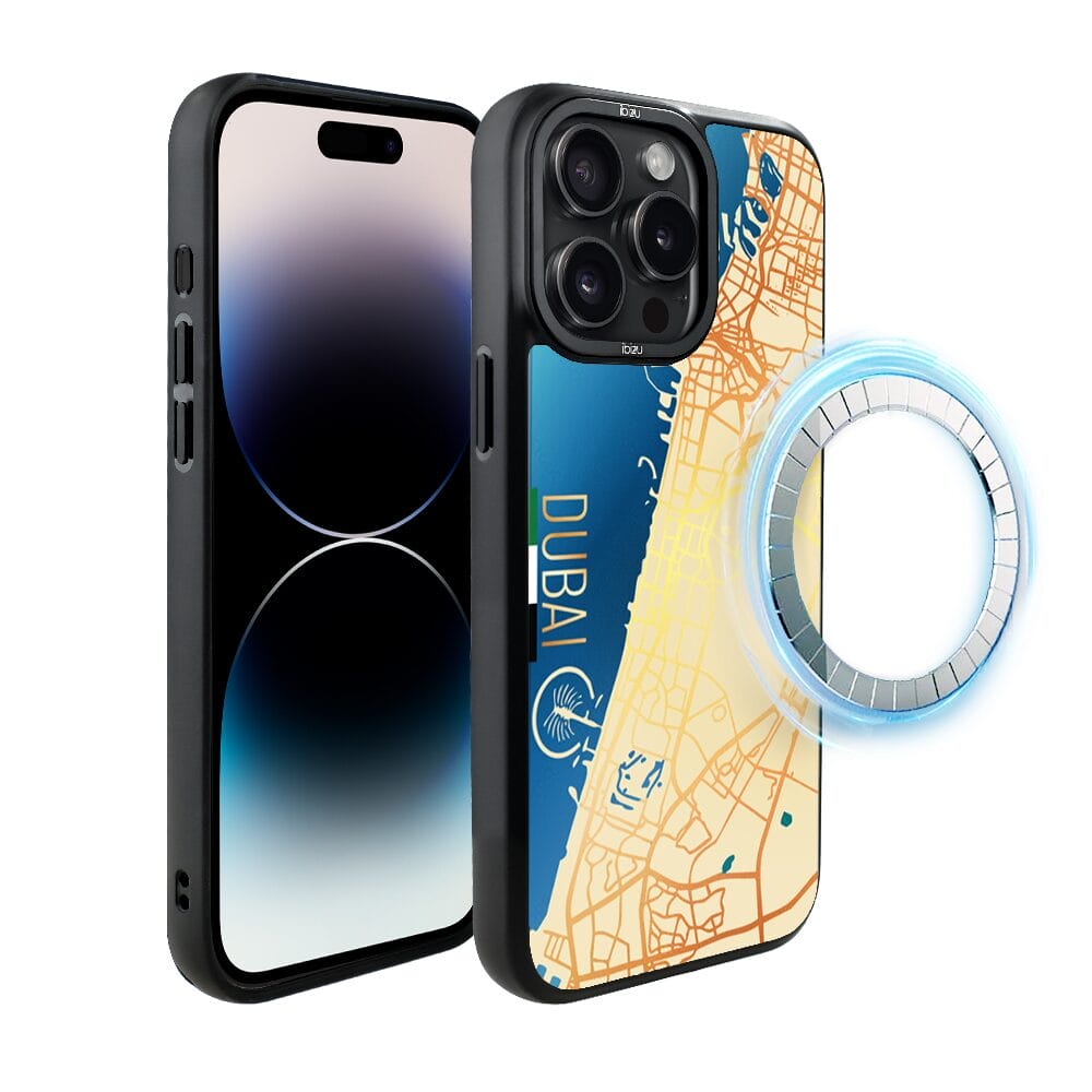 Etui do iPhone 14 Pro IBIZU DropGuard Matt z MagSafe, Mapy Świata, Dubai