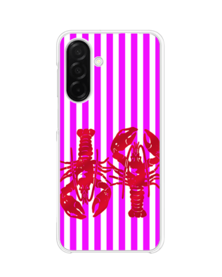 Etui do Samsung Galaxy A26 5G z MagSafe przeźroczyste, silikonowe Flexi, kraby z różowymi paskami