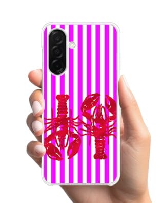 Etui do Samsung Galaxy A26 5G z MagSafe przeźroczyste, silikonowe Flexi, kraby z różowymi paskami