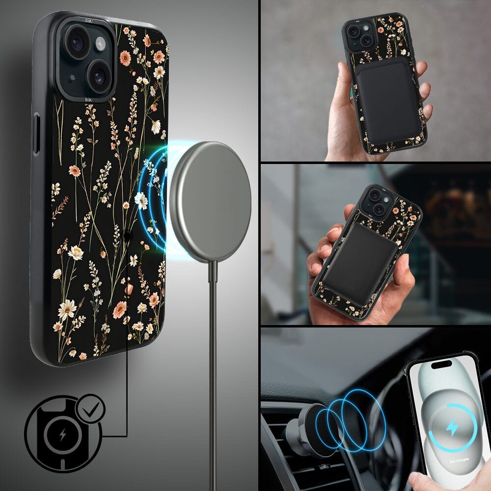 Etui do iPhone 15 IBIZU DropGuard Matt z MagSafe, Pastel Bloom, Północny ogród - obrazek 8