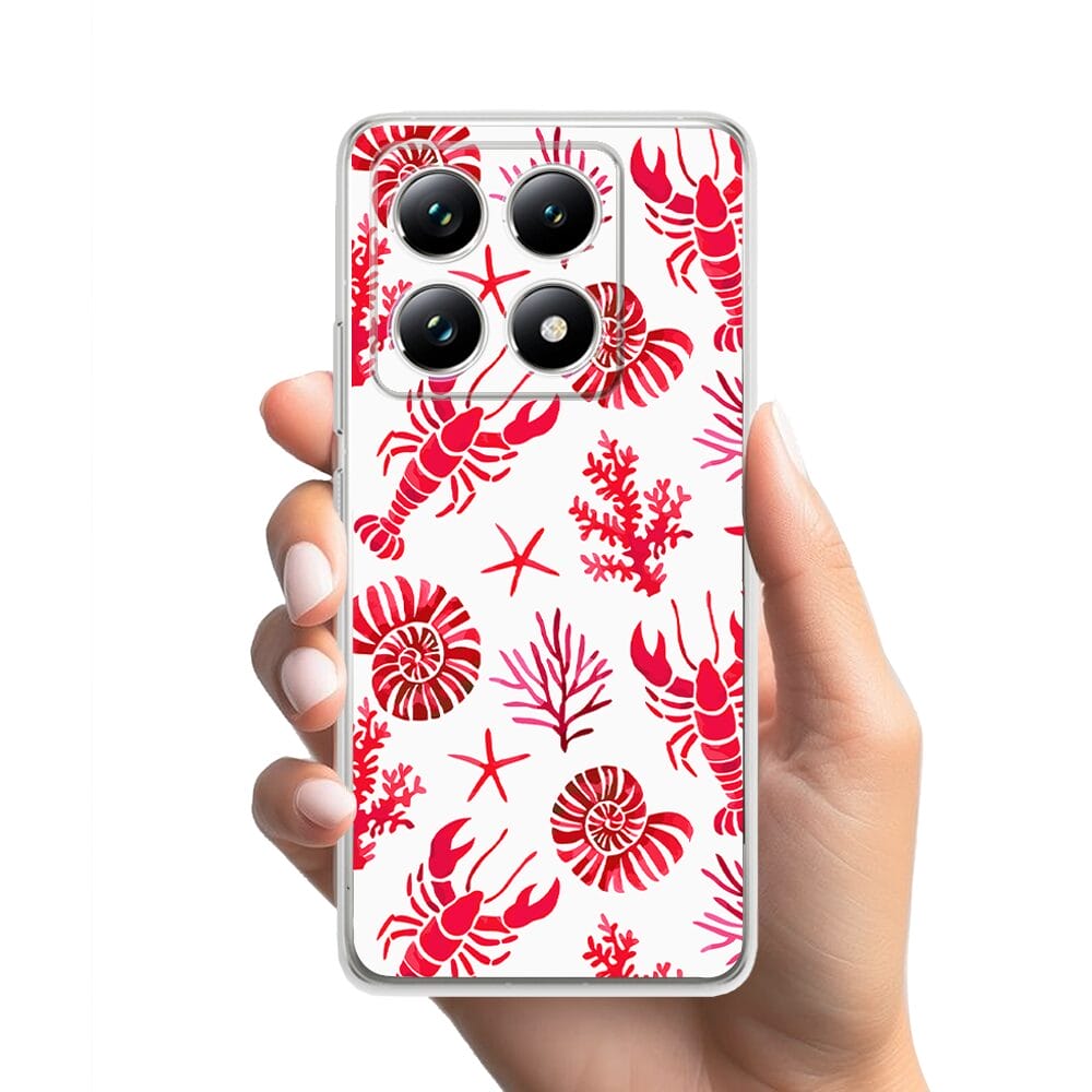 Etui do Xiaomi 14T przeźroczyste, silikonowe Flexi, krab, muszle - obrazek 2