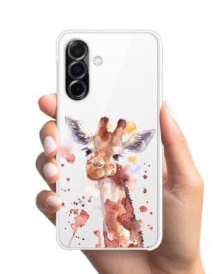 Etui do Samsung Galaxy A26 5G przeźroczyste, silikonowe Flexi, Akwarelowe Zoo, Żyrafa