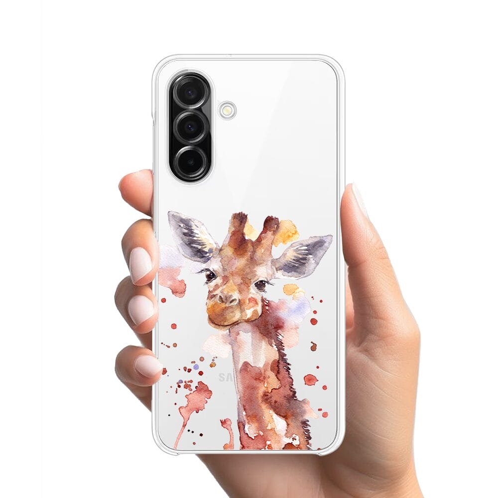 Etui do Samsung Galaxy A26 5G przeźroczyste, silikonowe Flexi, Akwarelowe Zoo, Żyrafa - obrazek 2