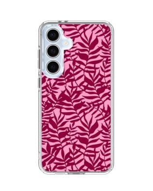 Etui do Samsung Galaxy S24 FE z MagSafe przeźroczyste, silikonowe Flexi, bordowe liście