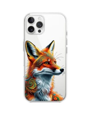 Etui do iPhone 12 Pro przeźroczyste, silikonowe Flexi, Dzika Mandala, Twarz lisa