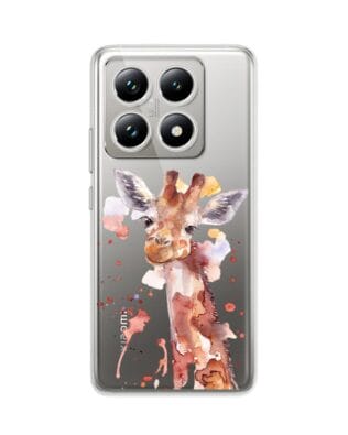 Etui do Xiaomi 14T przeźroczyste, silikonowe Flexi, Akwarelowe Zoo, Żyrafa