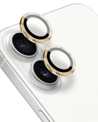 Metalowa osłona obiektywu aparatu ze szkła hartowanego 9H do iPhone 16 Plus, 1 zestaw, złota