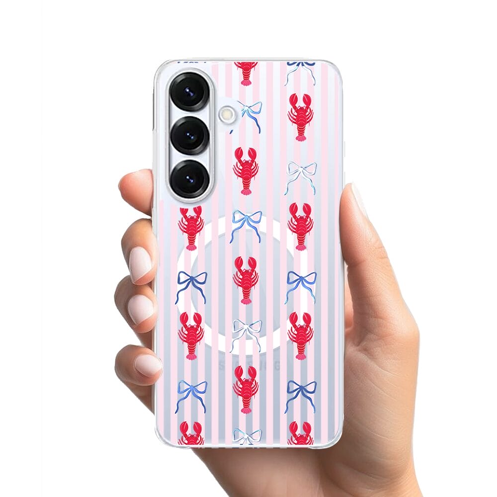 Etui do Samsung Galaxy S25 Plus z MagSafe przeźroczyste, silikonowe Flexi, krab i kokardki - obrazek 2