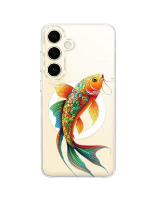 Etui do Samsung Galaxy S24 Plus z MagSafe przeźroczyste, silikonowe Flexi, Dzika Mandala, Złota ryba
