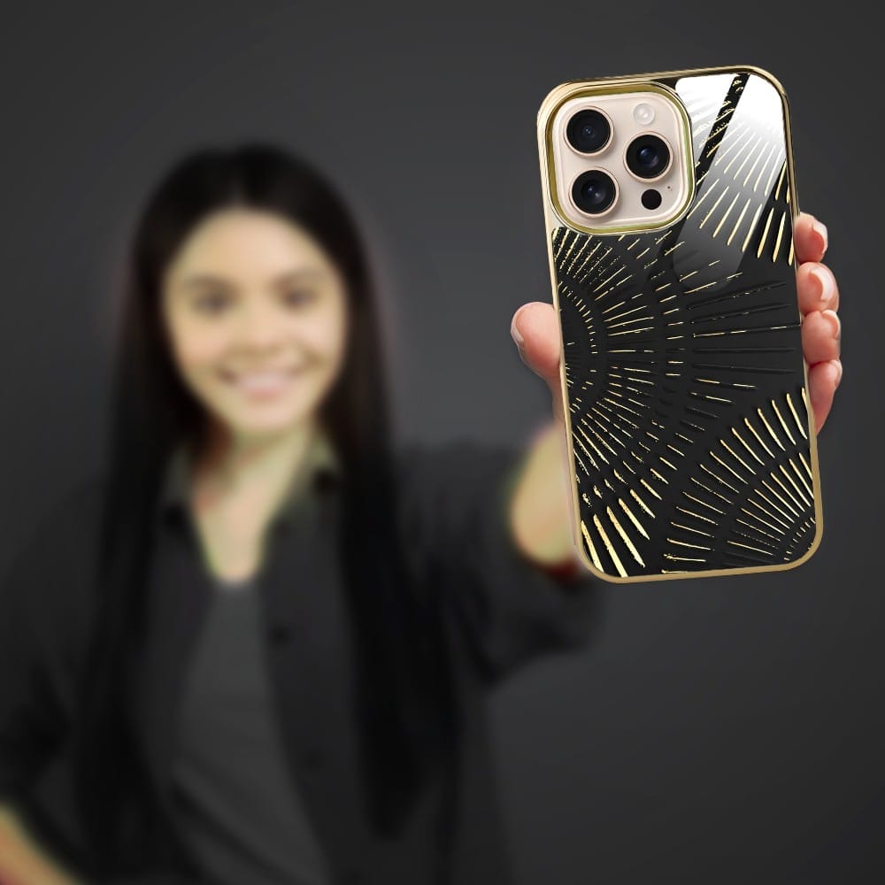 Etui do iPhone 16 Pro IBIZU Elite Glass z MagSafe Mistyczne wzory, Boski promień czarne, złote - obrazek 5