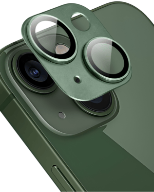 Metalowa osłona na cały aparat z wbudowanymi szkłami do iPhone 13, zielona