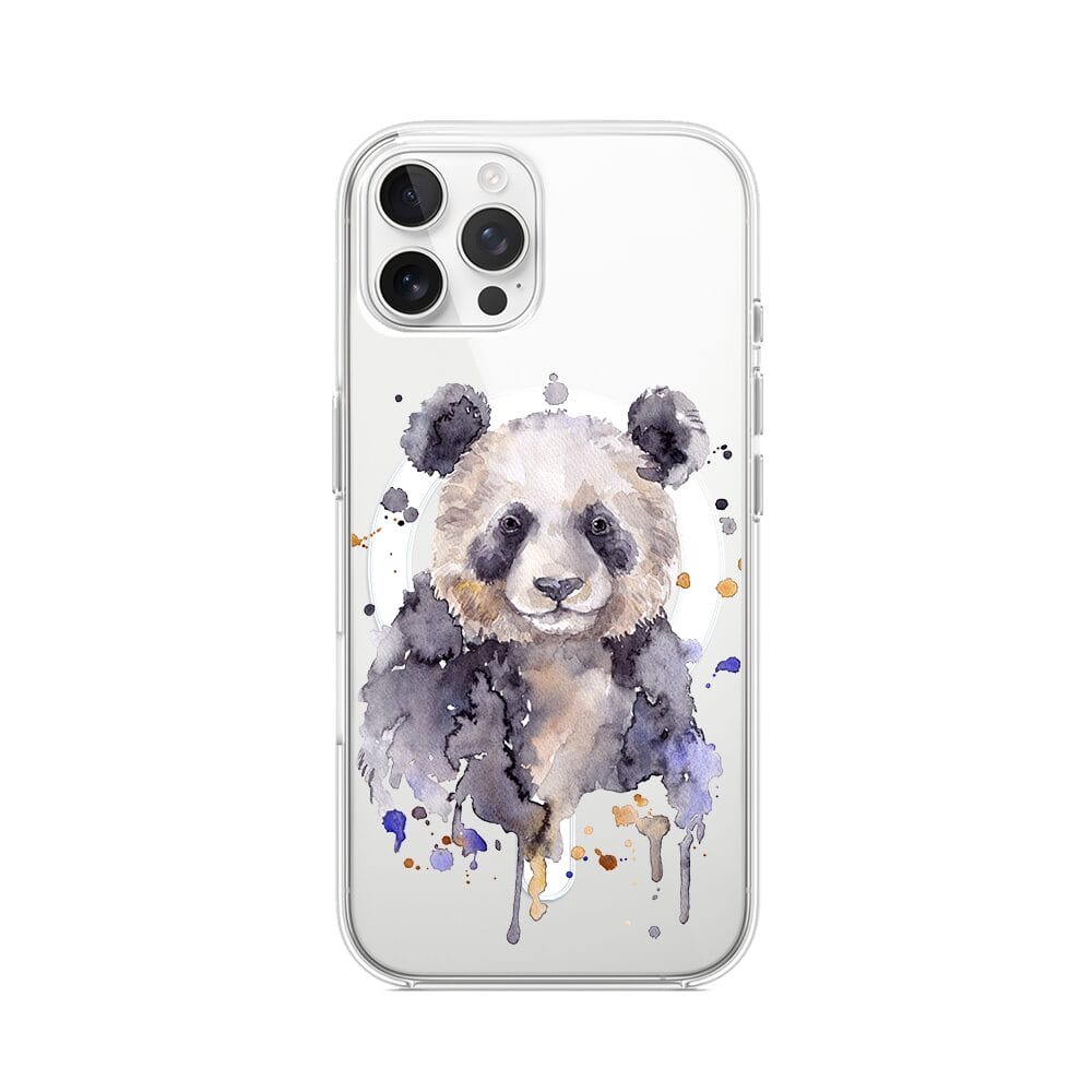 Etui do iPhone 12 Pro z MagSafe przeźroczyste, silikonowe Flexi, Akwarelowe Zoo, Panda