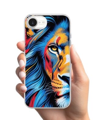Etui do iPhone 16e przeźroczyste, silikonowe Flexi, Dzika Mandala, Lwie spojrzenie