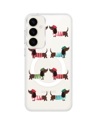 Etui do Samsung Galaxy S23 Plus z MagSafe przeźroczyste, silikonowe Flexi, jamnik w Paryżu