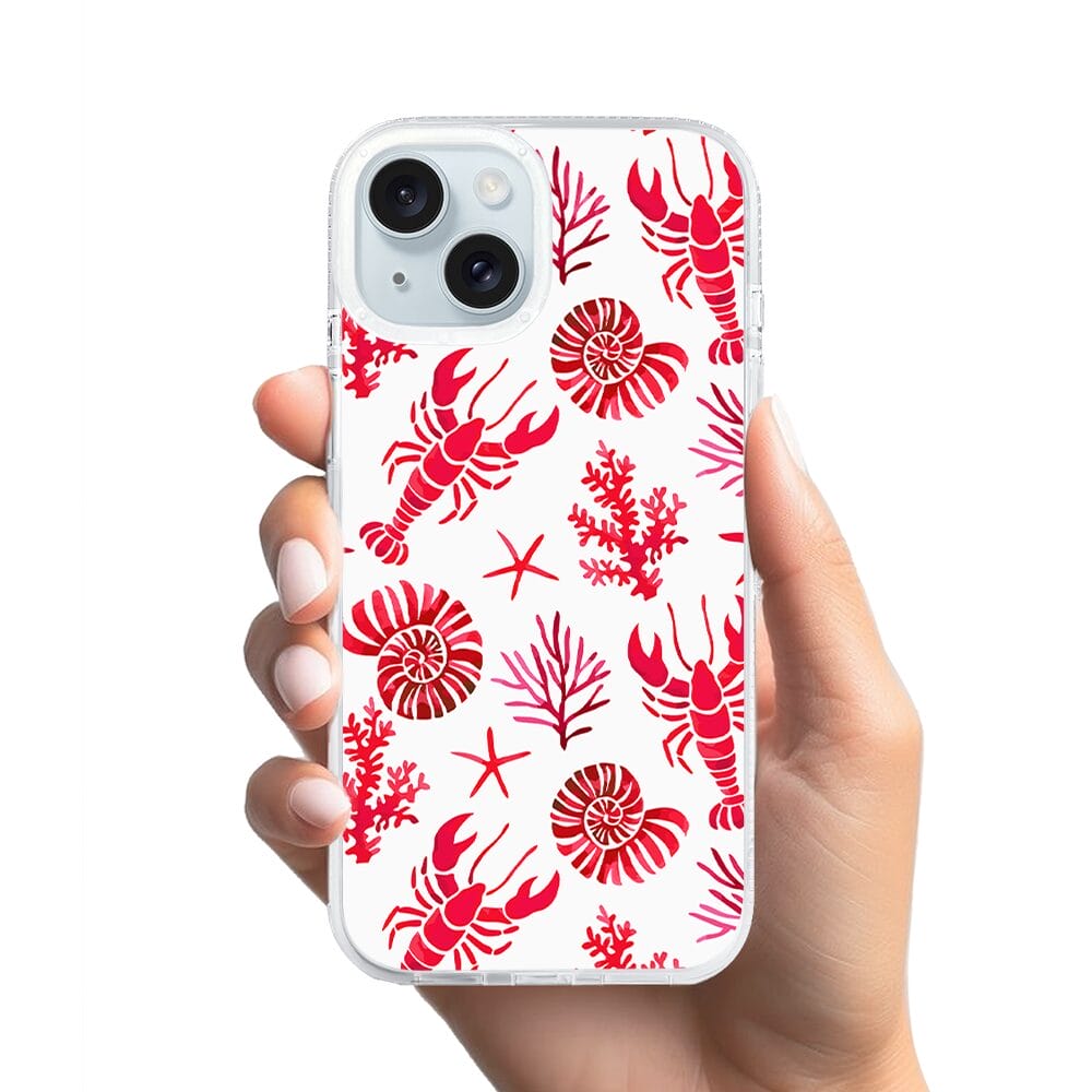 Etui do iPhone 15 z MagSafe przeźroczyste, silikonowe Flexi, krab, muszle - obrazek 2