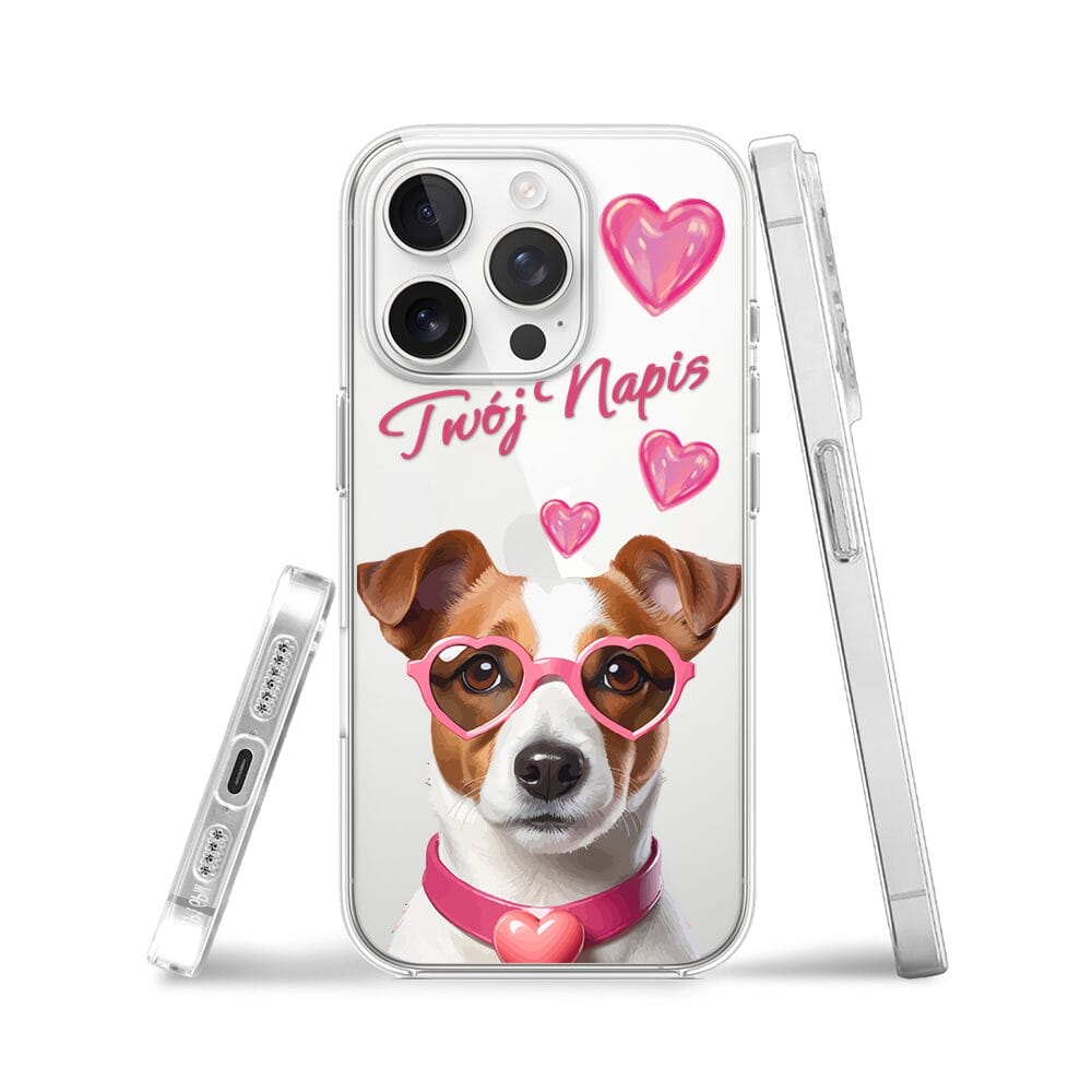 Etui do iPhone 14 Pro przeźroczyste, silikonowe Flexi, Puppy Love, pies rasy Jack Russell Terrier - obrazek 3